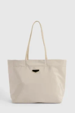Handbags|Tote Bags*boohoo Nylon Shopper Tote Bag beige