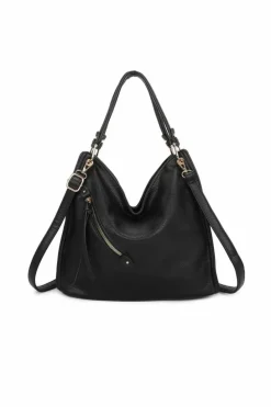 Shoulder Bags|Handbags*Kitise Oblique zipper Medium Size Tote Bag with Detachable Shoulder Strap Black