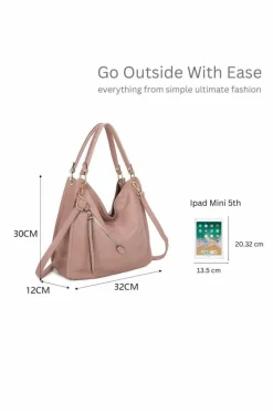 Shoulder Bags|Handbags*Kitise Oblique zipper Medium Size Tote Bag with Detachable Shoulder Strap Black