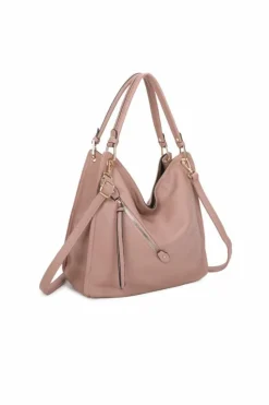 Shoulder Bags|Handbags*Kitise Oblique zipper Medium Size Tote Bag with Detachable Shoulder Strap Black