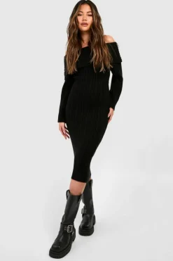 Jumper Dresses|Jumper Dresses*boohoo Off The Shoulder Jumper Dress black