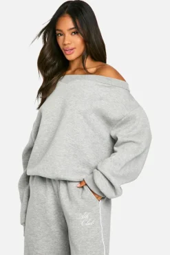 Sweatshirts|Athleisure*boohoo Off the shoulder sweatshirt ash grey