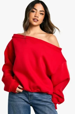 Sweatshirts|Hoodies & Sweatshirts*boohoo Off the shoulder sweatshirt red