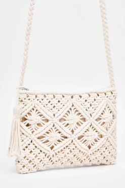 Cross-Body Bags|Handbags*Quiz Crochet Cross Body Bag Off White
