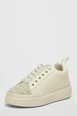 Trainers*Quiz Faux Leather Glitter Trainers Off White