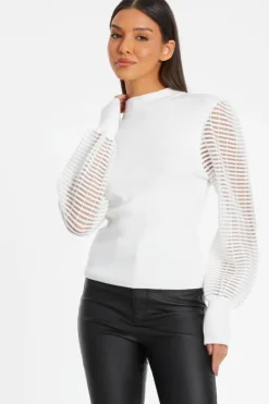Jumpers*Quiz High Neck Jumper Off White