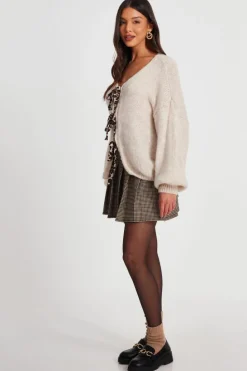 Cardigans*Quiz Knitted Tie Front Cardigan Off White