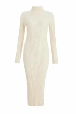 Jumper Dresses|Jumper Dresses*Quiz Ribbed Knit Jumper Dress Off White