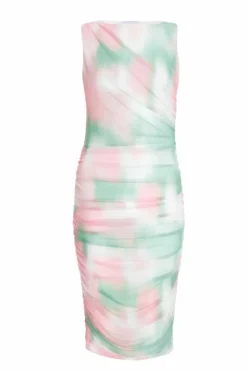 Midi Dresses*Quiz Smudge Print Ruched Midi Dress Off White