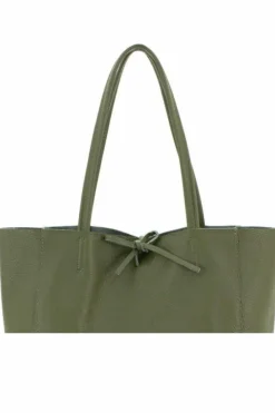 Tote Bags*Sostter Pebbled Leather Tote Shopper | BAIRI Olive