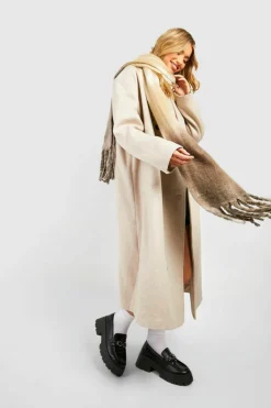 Scarves|Scarves*boohoo Ombre Chunky Soft Brush Fringe Scarf taupe