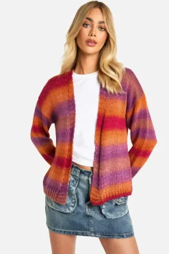 Cardigans*boohoo Ombre Knitted Slouchy Cropped Cardigan pink