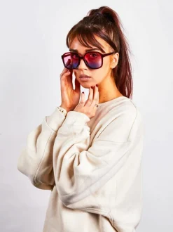 Sunglasses*SVNX Ombre Lense Oversized Sunglasses Plum