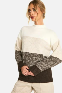 Oversized Jumpers|Jumpers*boohoo Ombre Stripe Soft Knit Longline Jumper mocha