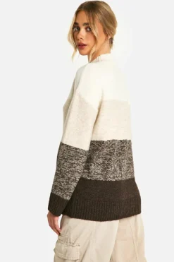 Oversized Jumpers|Jumpers*boohoo Ombre Stripe Soft Knit Longline Jumper mocha