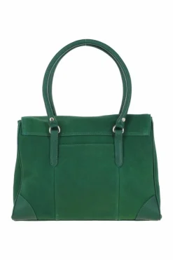 Tote Bags*Ashwood Leather Onda Opulenta' Flap Over Soft Suede Leather Tote Bag Green