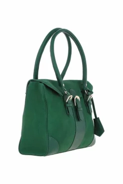 Tote Bags*Ashwood Leather Onda Opulenta' Flap Over Soft Suede Leather Tote Bag Green