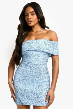 A Line Dresses*boohoo One Shoulder A-line Hand Embellished Mini Dress blue