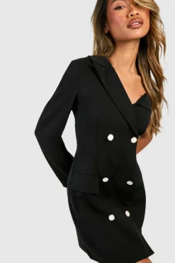 Blazer Dresses*boohoo One Shoulder Blazer Dress black