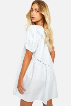 Smock Dresses*boohoo One Shoulder Smock Dress blue