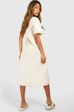 Smock Dresses|Midi Dresses*boohoo One Sleeve Midi Dress stone