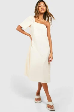 Smock Dresses|Midi Dresses*boohoo One Sleeve Midi Dress stone