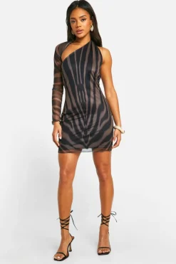 Wrap Dresses|Bodycon Dresses*boohoo One Sleeve Wrap Over Mini Dress black