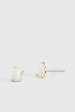 Earrings*boohoo Opal Stone Stud Earrings gold