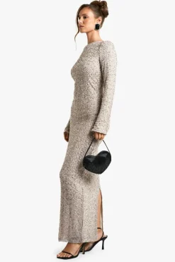 Maxi Dresses*boohoo Open Back Sequin Maxi Dress mocha