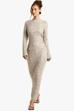 Maxi Dresses*boohoo Open Back Sequin Maxi Dress mocha
