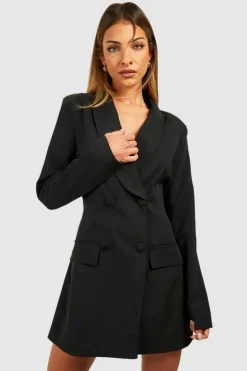Blazer Dresses|Mini Dresses*boohoo Open Bow Back Tailored Blazer Dress black