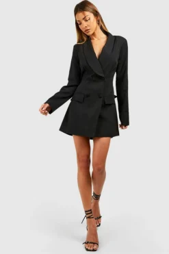 Blazer Dresses|Mini Dresses*boohoo Open Bow Back Tailored Blazer Dress black