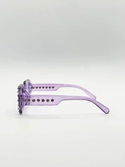 Sunglasses*SVNX Oval Festival Glasses with Gem Detail in Purple