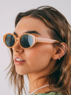 Sunglasses*SVNX Oval Plastic Frame Sunglasses Yellow