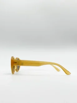 Sunglasses*SVNX Oval Plastic Frame Sunglasses Yellow