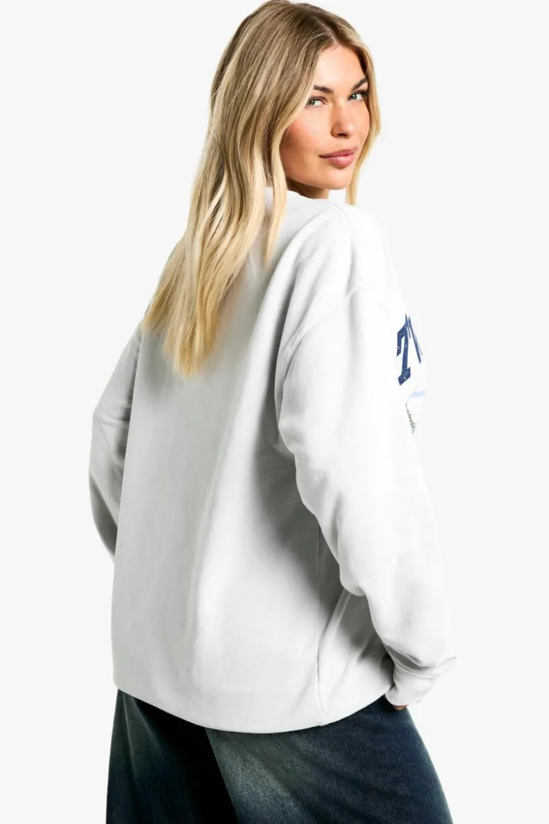 Sweatshirts|Hoodies & Sweatshirts*boohoo Overdye Twin Peaks Vintage Print Oversized Sweatshirt light grey