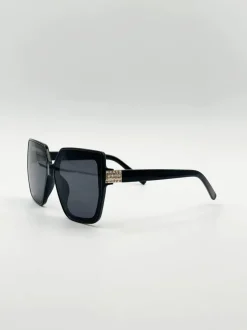 Sunglasses*SVNX Oversize Cateye Sunglasses with Diamante Detail in Black