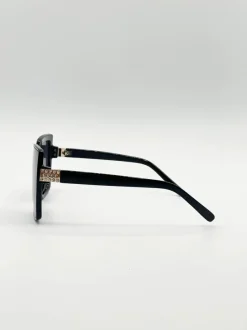 Sunglasses*SVNX Oversize Cateye Sunglasses with Diamante Detail in Black