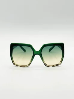 Sunglasses*SVNX Oversize Cateye Sunglasses with Diamante Detail in Green