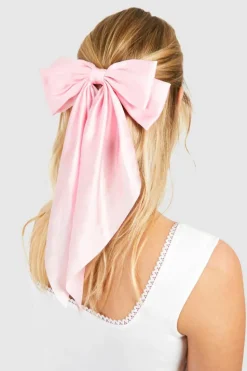 Hair Accessories*boohoo Oversized Satin Bow Hair Clip baby pink
