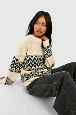 Oversized Jumpers*boohoo Oversized Cable Jacquard Knit Jumper oatmeal