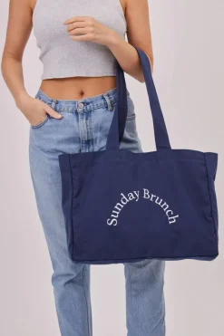 Handbags|Tote Bags*My Accessories London Oversized Canvas Sunday brunch Tote bag Navy
