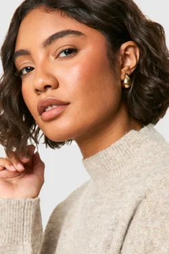 Statement Earrings|Earrings*boohoo Oversized Chunky Hoop Earrings gold