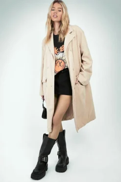 Up To 80% Off Winter Warmers|Long Coats*boohoo Oversized Double Breasted Coat sand