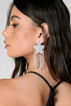 Earrings*NastyGal Oversized Embellished Drop Earrings silver