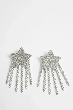 Earrings*NastyGal Oversized Embellished Drop Earrings silver