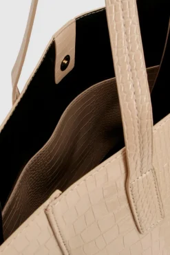 Handbags|Tote Bags*boohoo Oversized Faux Leather Croc Tote Day Bag taupe