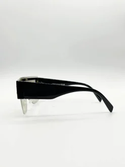 Sunglasses*SVNX Oversized Flat Top Sunglasses with Mirrored Lens in Black