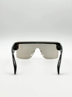 Sunglasses*SVNX Oversized Flat Top Sunglasses with Mirrored Lens in Black