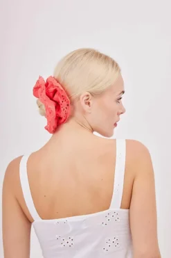 Hair Accessories*My Accessories London Oversized Frilly Lace Scrunchie Raspberry